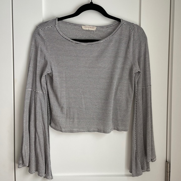American Threads | Tops | Striped Bell Sleeve Crop Top | Poshmark